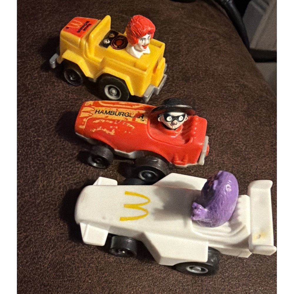 1984 McDonald's Ronald Grimm and Hamburglar Pull Back Racer Cars 2" Plastic Used